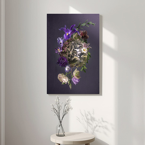 Persoonlijk boeket op canvas aan de muur