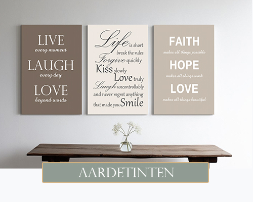 Tekst op canvas in aardetinten