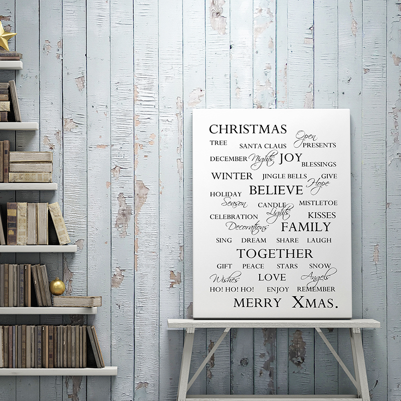 Christmas tekst op canvas schilderij
