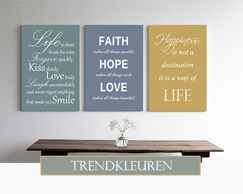 Tekst op canvas in trendkleuren