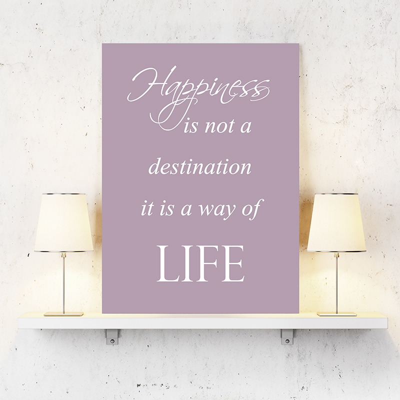 Tekst op canvas in de kleur paars met witte letters