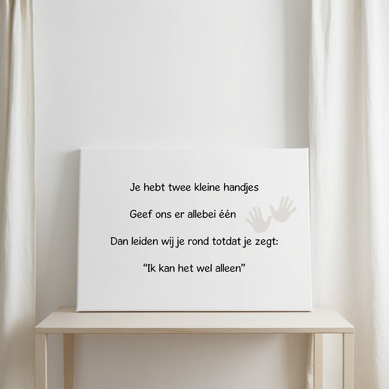 Tekst op canvas - Twee kleine handjes