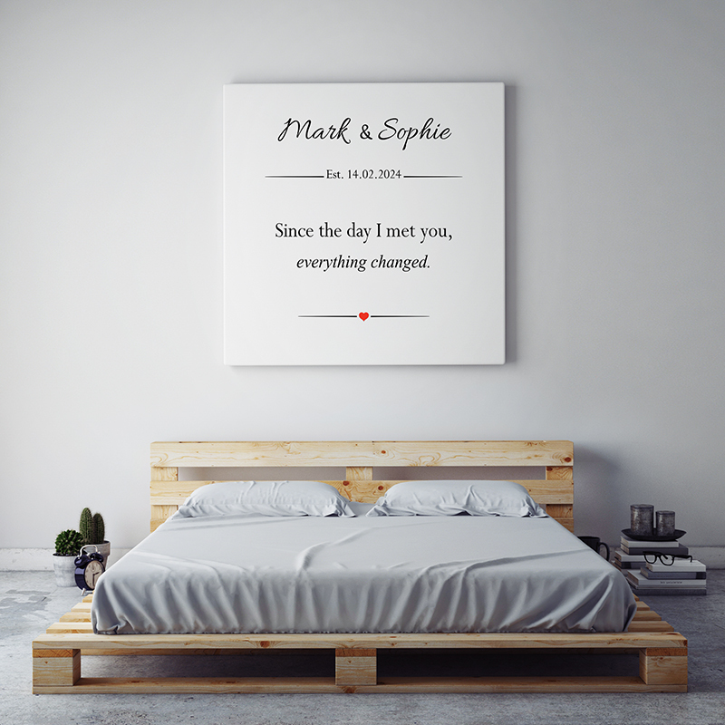 Tekst op canvas - Since the day I met you