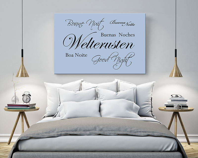 Tekst op canvas blauw
