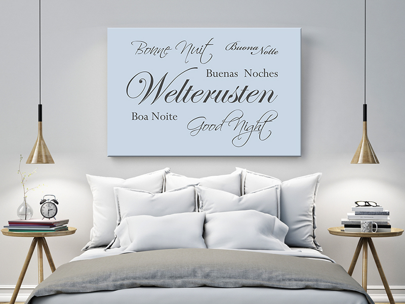 Tekst op canvas blauw