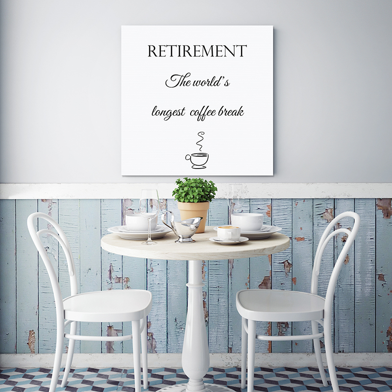 Pensioen tekst op canvas aan de muur