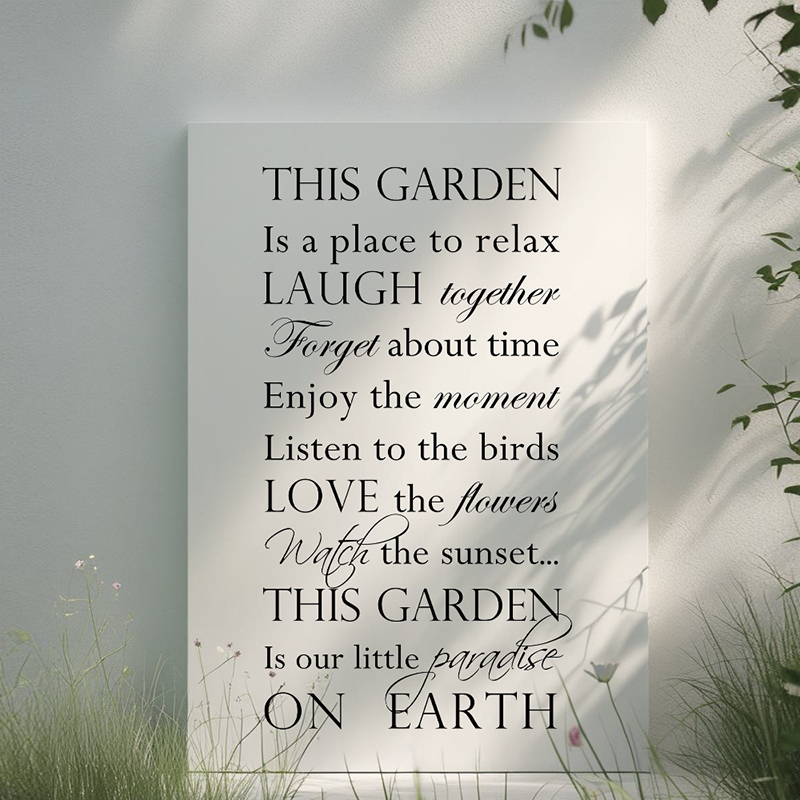 Tekst op tuindoek - This garden