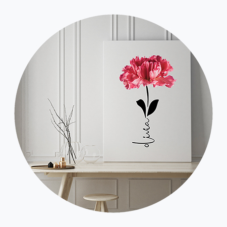 Geboortebloemen op canvas
