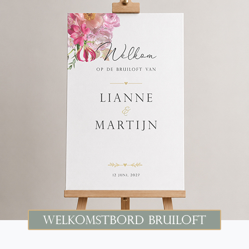 Welkomstbord bruiloft