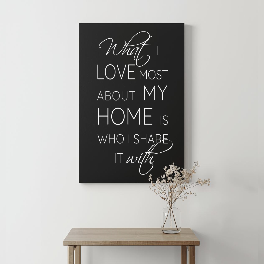 Tekst op canvas aan de muur voor vrienden of familie