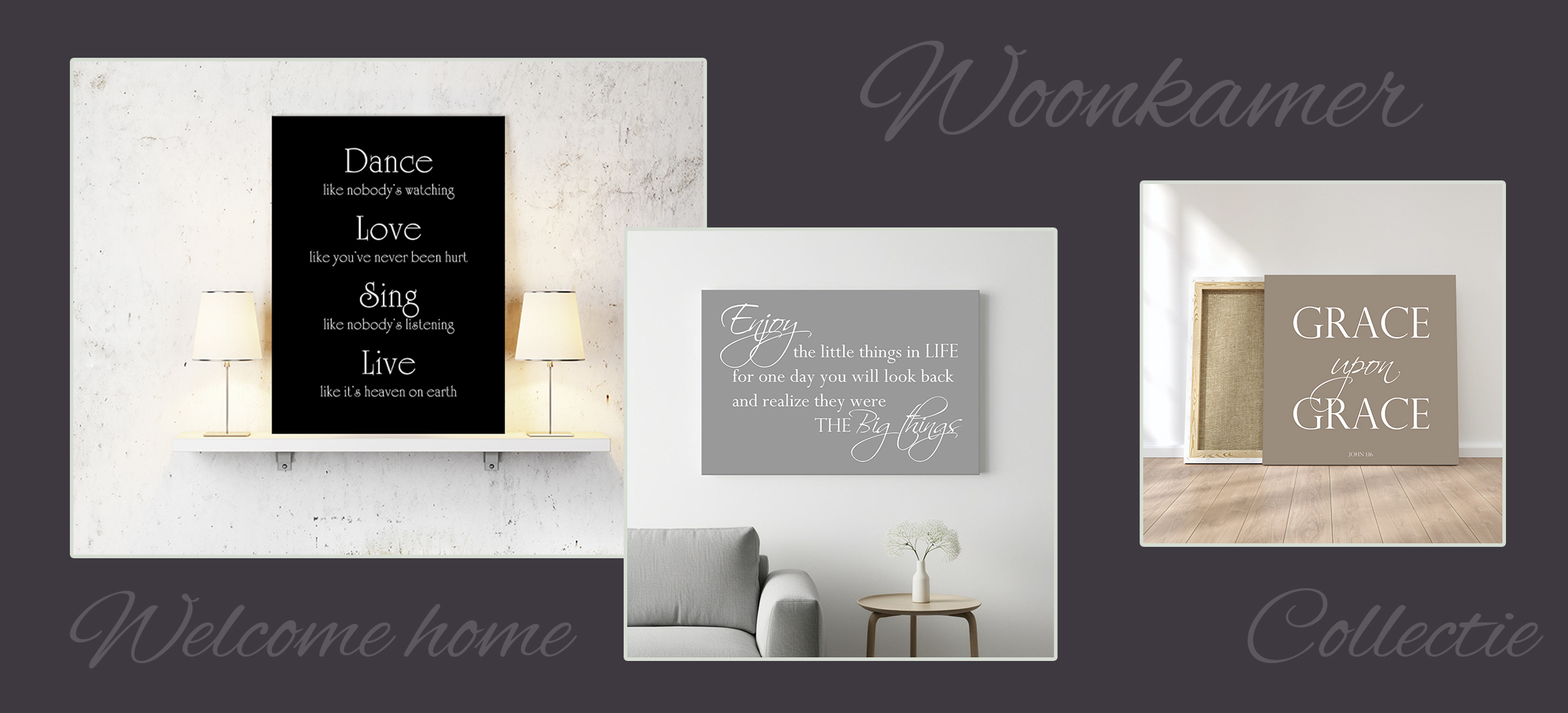 Woonkamer tekst op canvas collectie