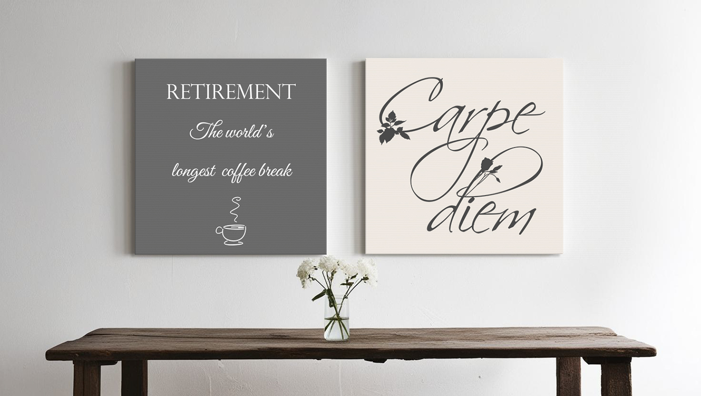 Pensioen tekst op canvas - Beschikbaar in meerdere kleuren