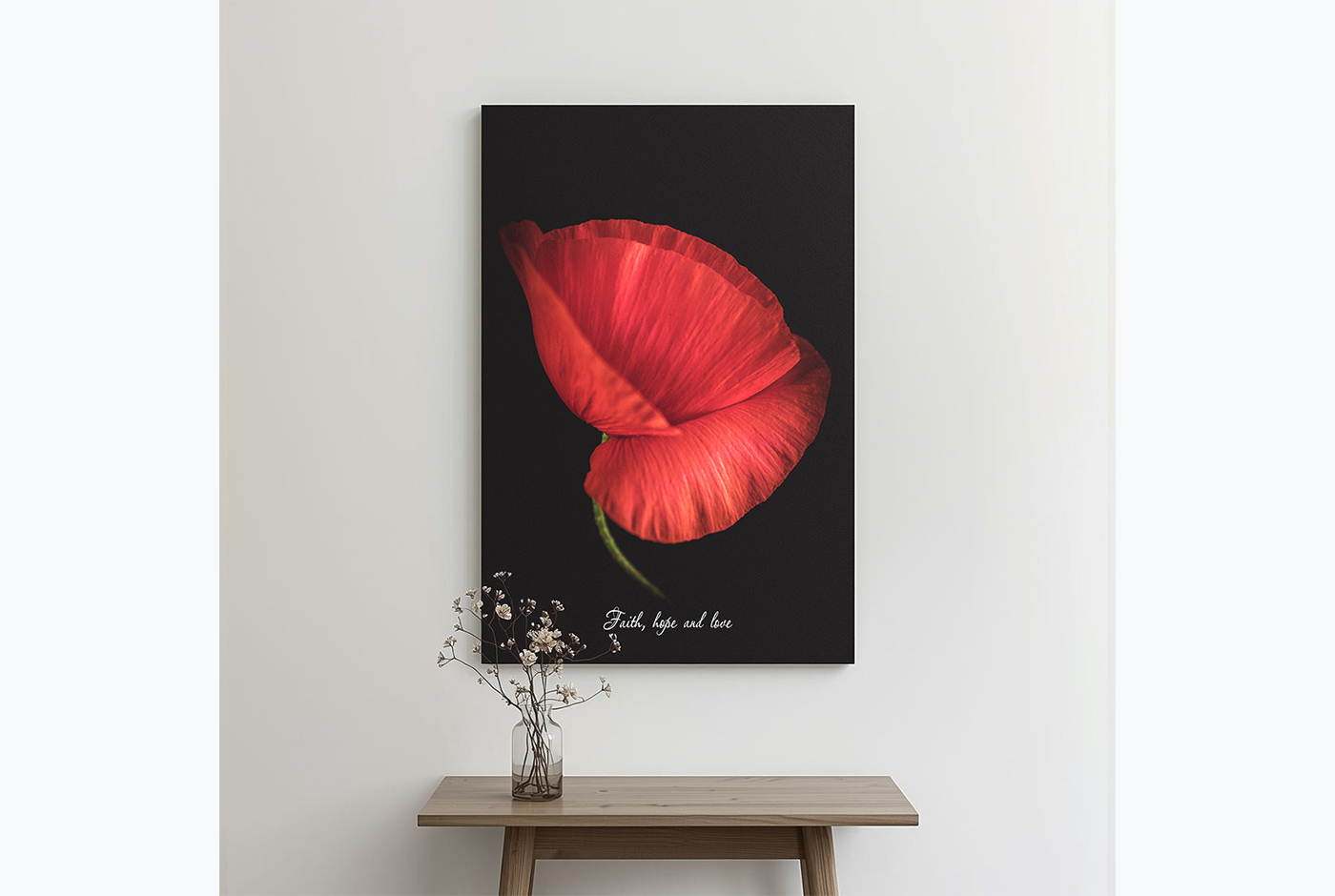 Tekst op canvas met bloemen - Sfeervolle wanddecoratie