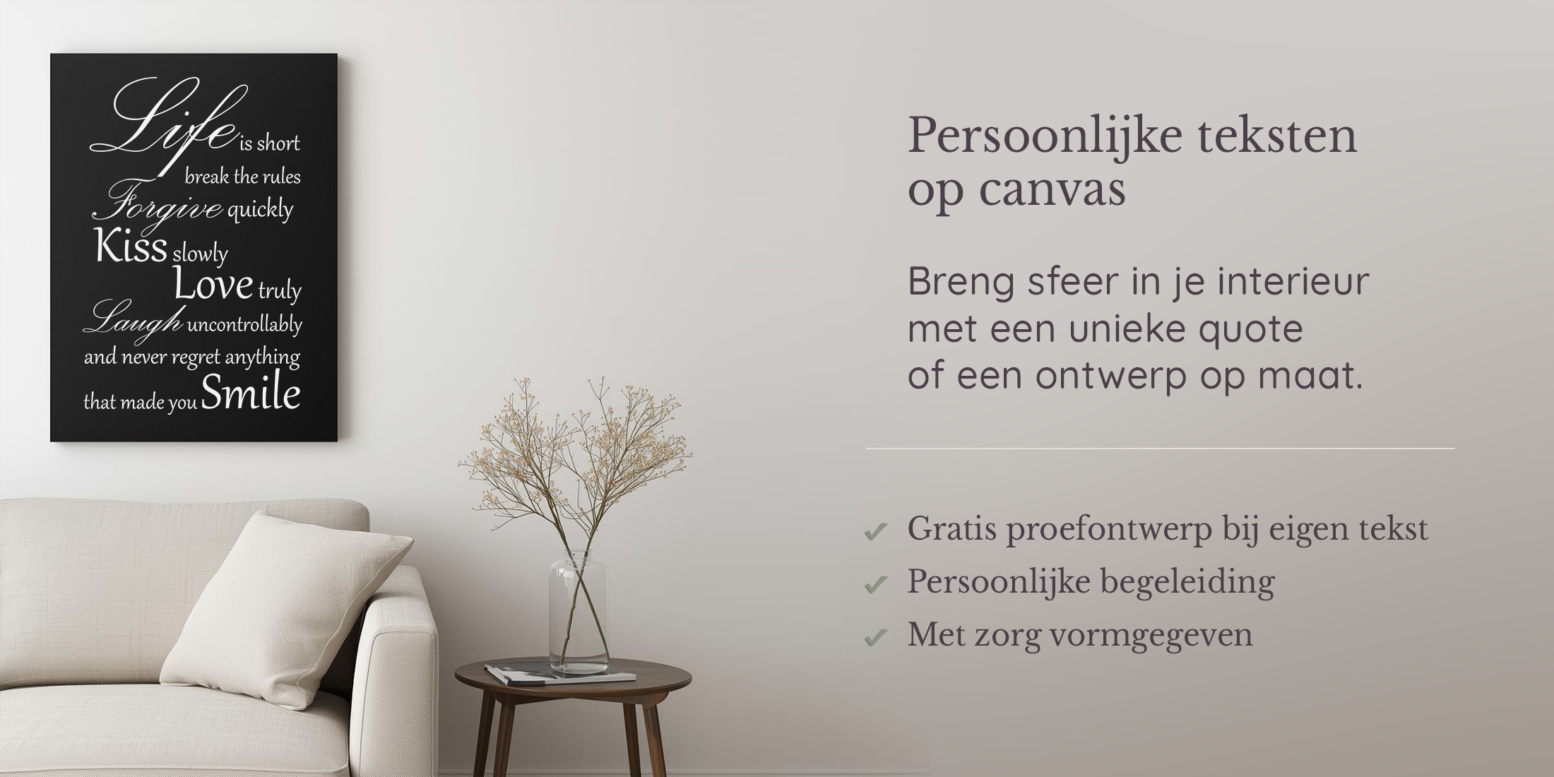 Teksten op Canvas