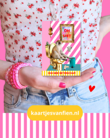 Oh Sh*t, Beterschap bij buikgriep! Deze beterschapskaart laat de zieke weer een klein beetje lachen.