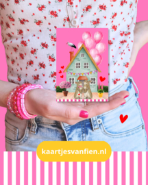 Hoera zwanger van een meisje, een wonder op komst! Donker roze postkaart om de ouders in spé te verassen.