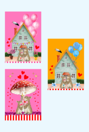 Bundel 61. A6 Roze dieren ansichtkaarten voordeelbundel.