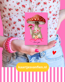 I Love You Ansichtkaart. Romantische konijnen wenskaart voor geliefden.