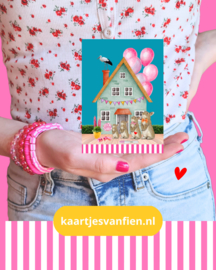 Nog een prinsesje in het paleis! Felicitatiekaart voor een derde kindje.
