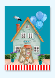 Een nieuw avontuur! Er komt een broertje bij! Felicitatiekaart voor een tweede kindje.