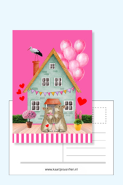 Hoera zwanger van een meisje, een wonder op komst! Donker roze postkaart om de ouders in spé te verassen.