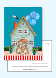 Een nieuw avontuur! Er komt een broertje bij! Felicitatiekaart voor een tweede kindje.