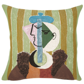 Kussenhoes Femme au béret et col en fourrure - Picasso