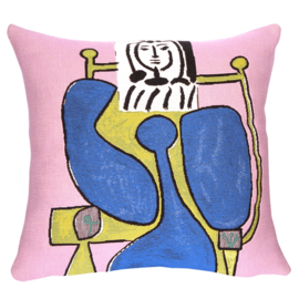 Kussenhoes Femme assise à la robe bleue II - Picasso