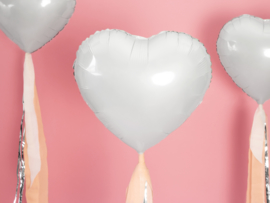 Folieballon hart wit 61cm