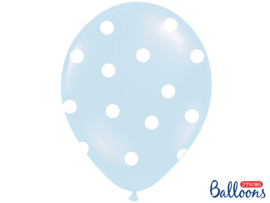 Ballonnen blauw met witte stippen 6 st