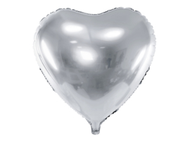 Folieballon hart zilver 61cm