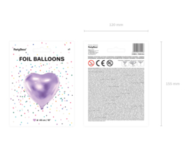 Folieballon paars hart 60cm