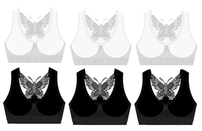 12 Sweet Angel beha met vlinder op rug zwart/wit M/L