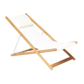 Relaxstoel Traditional Teak KATE wit met hoofdkussen