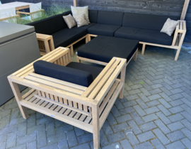 Loungeset Borek teak met kussens Sunbrella