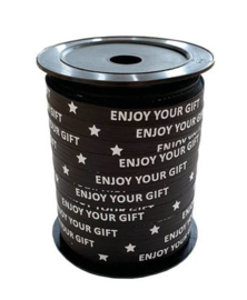 Lint 'enjoy your gift' zwart (10 mm)