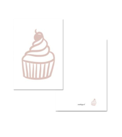 Kaartje A7 - Cupcake roze