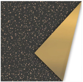 Cadeaupapier - Twinkling stars zwart/goud