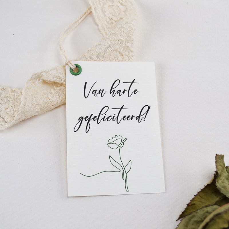 Felicitatiekaartje met Bloem en Koordje
