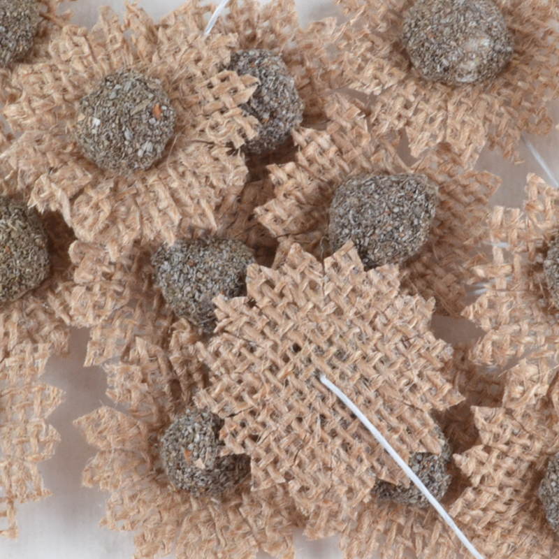 Bloemetje Jute – Met Donkere Knop en Steeltje