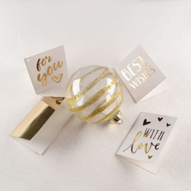 Kerstbal Glas met Kaartje – Gouden Details