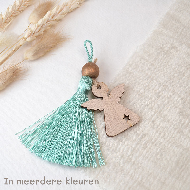 Engeltje met Kwastje – Houten Hanger in Jouw Kleurenmix