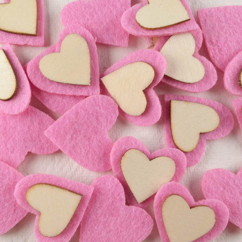 Hartje Vilt Roze met Houten Hartje