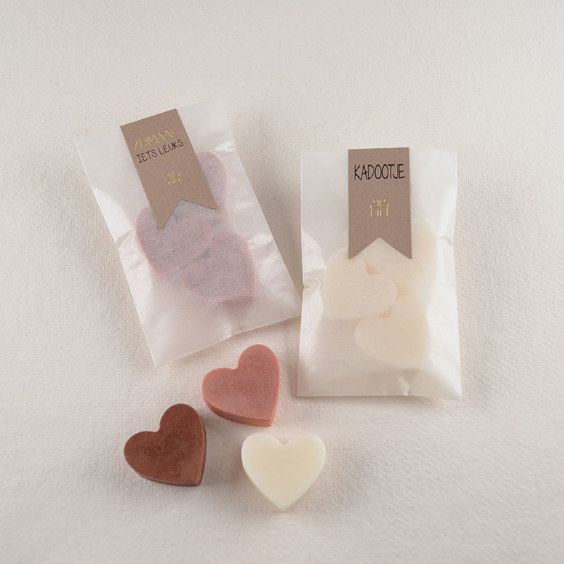 Zakje met Hart Waxmelts – Kies Geur, Kleur en Sticker