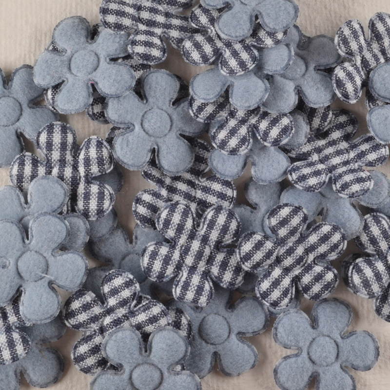 Bloemetje Vilt – Grijs met Blokjes en Effen