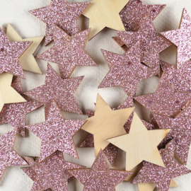 Ster hout oudroze glitters