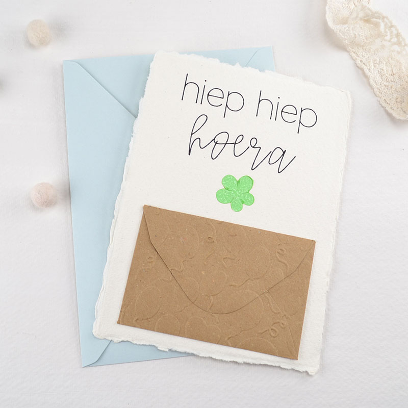 Geldkaart Hiep Hiep Hoera met Kraft Envelopje – Verjaardag