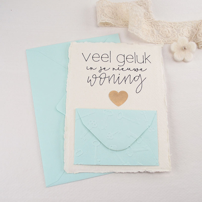 Geldkaart Nieuwe Woning met Mintgroen Envelopje – Veel Geluk