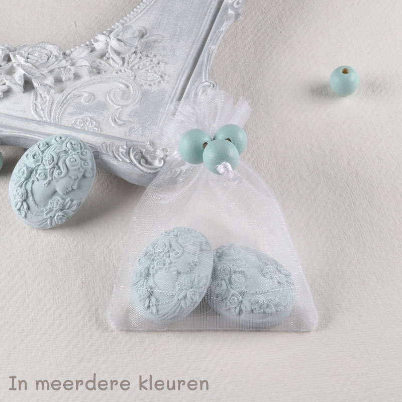 Zakje met Cameo Geurstenen en Houten Kralen