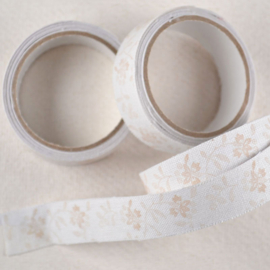 Stoffen Tape Naturel met Fijne Bloemetjes